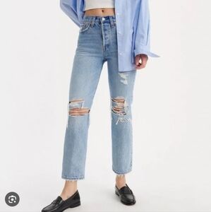 Levi's Women's Blue Wedgie Jeans with Distressed Detail